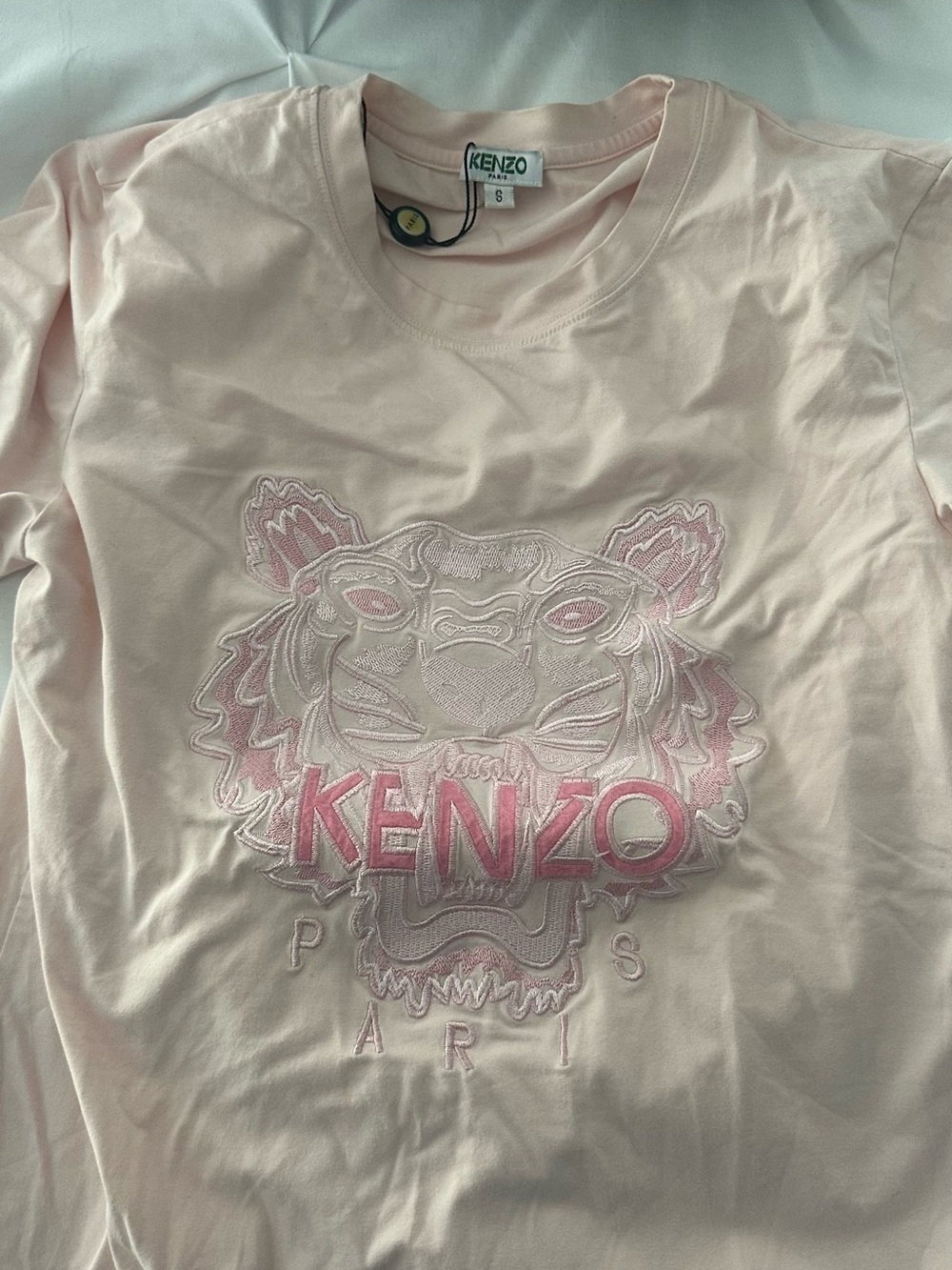 Kenzo Light Pink Embroidered Tiger Logo Tee